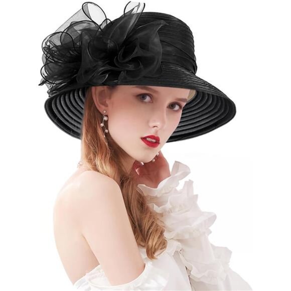 Organza Church Fascinator Hats 06c Black